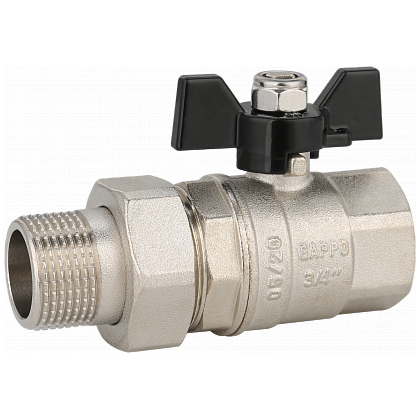 Кран шаровой с американкой полнопроходной ВР-НР Gappo G219.05 3/4"x3/4" - gappo-rus.ru