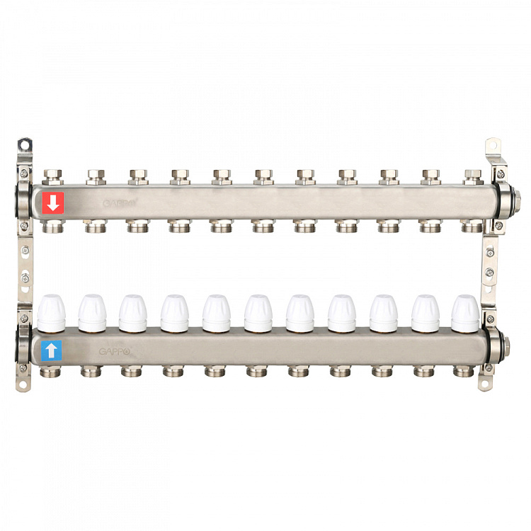 Коллектор регулируемый с запорными клапанами Gappo G428.11 11-вых.x1"x3/4" - gappo-rus.ru
