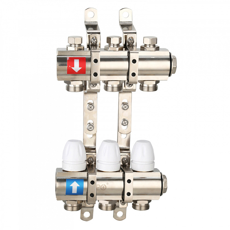 Коллектор регулируемый с запорными клапанами Gappo G427.3 3-вых.x1"x3/4" - gappo-rus.ru