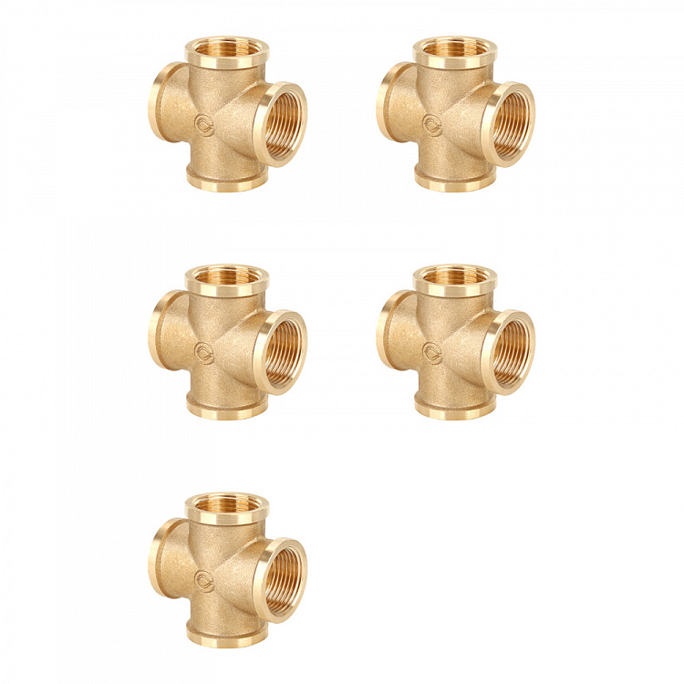 Крестовина ВР-ВР-ВР-ВР, латунная Gappo G1216.04 1/2" уп. 5 шт. - gappo-rus.ru