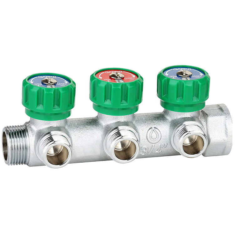 Коллектор регулирующий ВР-НР Gappo G1001.03 3/4"x1/2"x3 вых - gappo-rus.ru