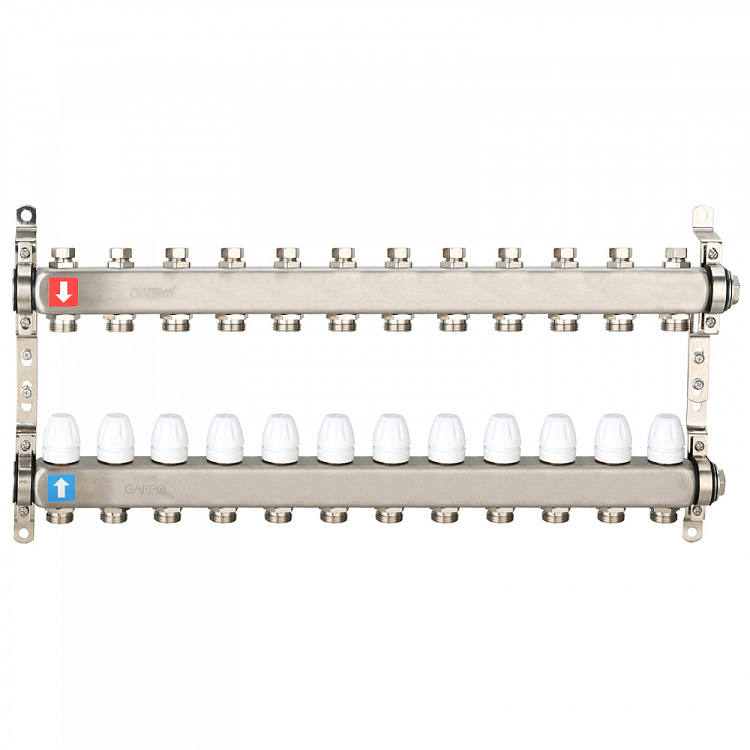 Коллектор регулируемый с запорными клапанами Gappo G428.12 12-вых.x1"x3/4" - gappo-rus.ru
