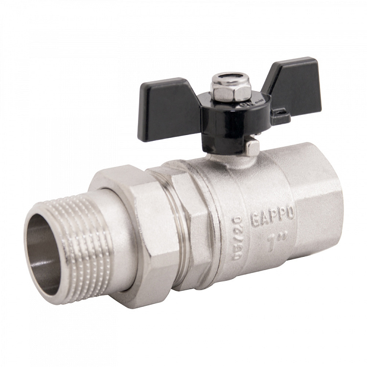 Кран шаровой с американкой полнопроходной ВР-НР Gappo G219.06 1"x1" - gappo-rus.ru