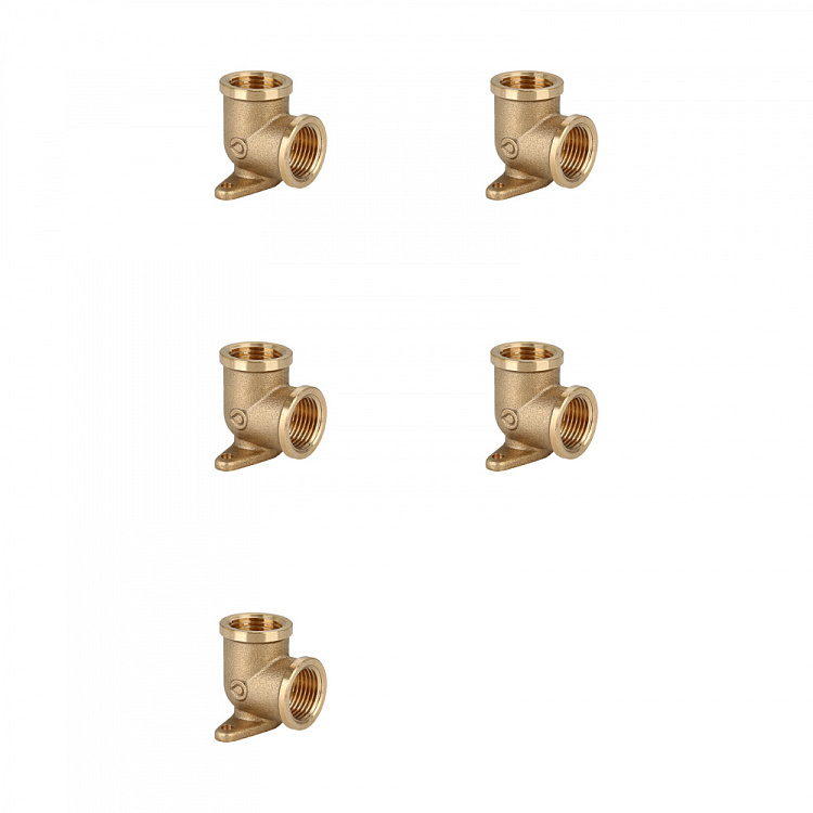 Угольник с креплением ВР-ВР, латунный Gappo G1209.04 1/2" уп. 5 шт. - gappo-rus.ru