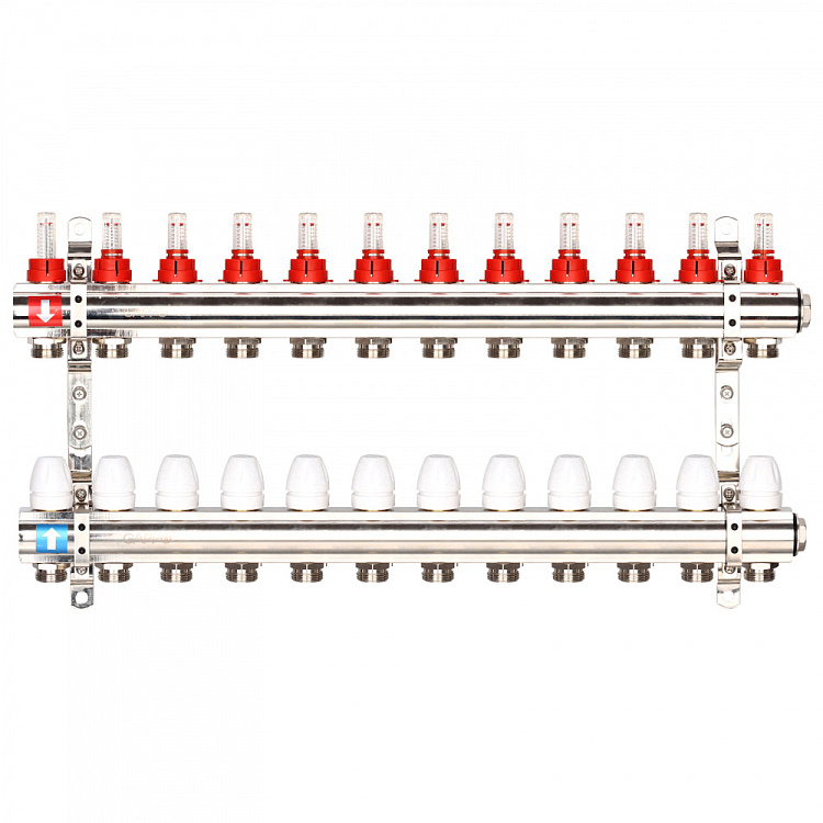 Коллектор регулируемый с расходомерами Gappo G423.12 12-вых. x1"x3/4" - gappo-rus.ru